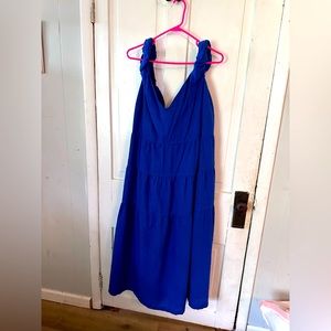 Blue wide strap dress